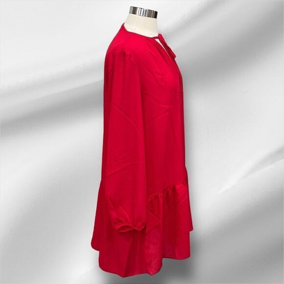 THREE EIGHTY TWO Women’s Ruffled Dress in the Size Large in the Color Red - Picture 3 of 14